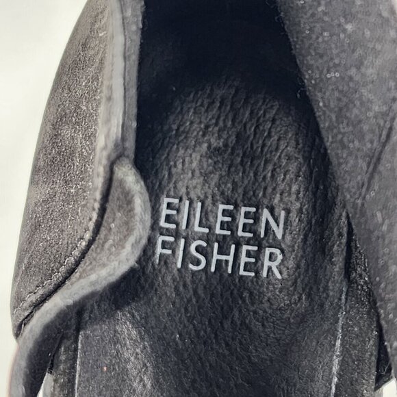 EILEEN FISHER Walt Cross Strap Bootie Black Nubuck Leather Zip - Picture 9 of 11